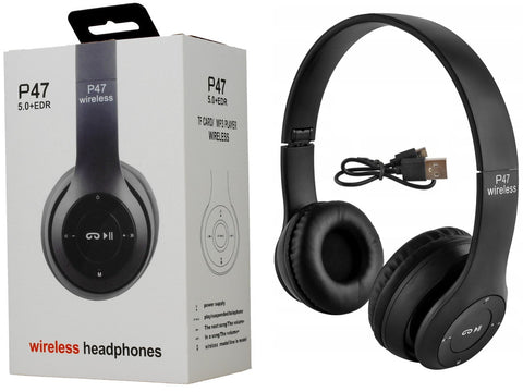 P47 Wireless Headphones | Bluetooth Foldable Headset with Microphone Support FM Radio TF for PC TV Smart Phones & Tablets