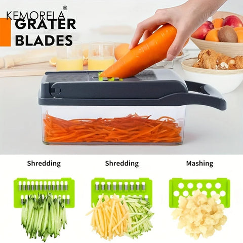16-in-1 High-Quality Mandoline Slicer & Vegetable Chopper | Multifunctional Food Cutter, Grater & Shredder for Kitchen